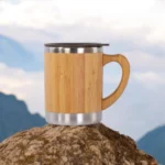 Bamboo Coffee Mug With Lid & Handle