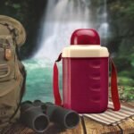 MILTON Kool Cruiser Insulated Plastic Water Sipper Bottle with Belt Ideal for outdoor (Maroon, 2200 Ml, Pack of 1)