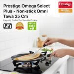 Prestige Aluminium Omega Select Plus Non-Stick Omni Tawa, 25cm, Black - Image 2