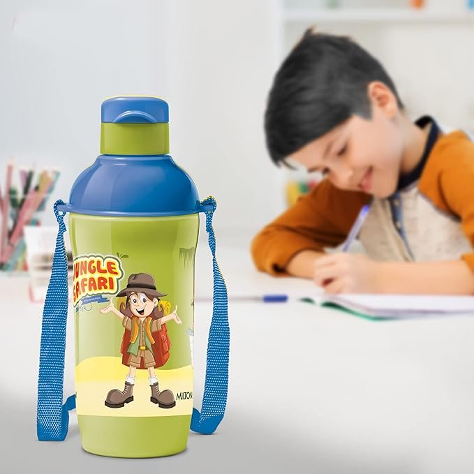 ac4 MILTON Kool Active 400 Plastic Insulated Water Bottle with Straw for Kids, 430 ml, Green, School Bottle, Picnic Bottle, Sipper Bottle, Leak Proof, BPA Free | Food Grade | Easy to Carry (Pack of 1) - Image 1