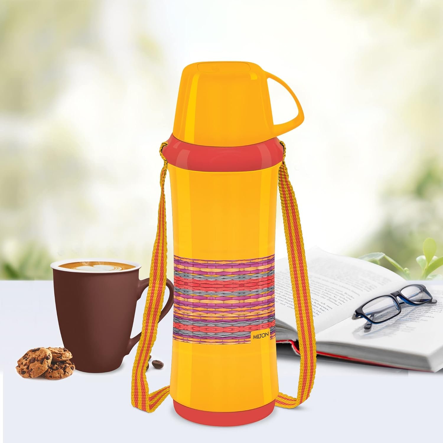 annnn MILTON Angelina 1000 Plastic Vacuum Flask, 820 ml, Orange | BPA Free | Food Grade | Easy to Carry | Odour Free - Image 1