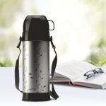 Milton Eiffel 1000 Vacuum Insulated Thermos Flask with Strap to Carry, 910 ml, Long Hours Hot & Cold Water Bottle for Office, Hiking, Trekking, Travel, Black