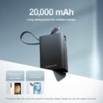 Ambrane 20000mAh Small Pocket Size Powerbank, Hanging InBuilt Type C Cable, 22.5W Fast Charging, Type C PD & USB Output for iPhone, Android Mobiles & Other Devices (MiniCharge 20, Black-Grey) - Image 4