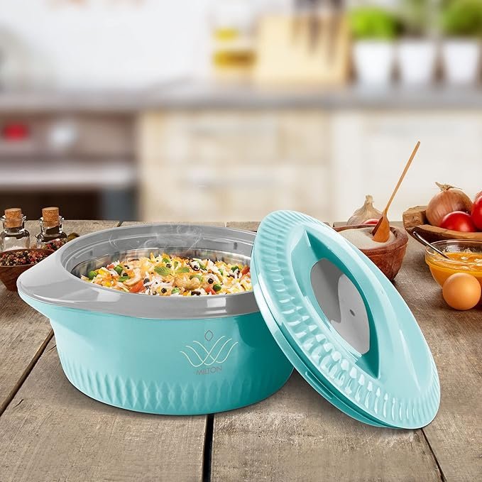 ro5 MILTON Royal 1500 Serving Casserole Double Walled Inner Stainless Steel, PU Insulated Kitchen Hot Pot, Keeps Food hot & Fresh for Roti, Biryani, 1270 ml Blue - Image 1